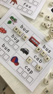Words Center using Bananagrams 70 CVC Words with pictures